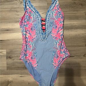 Lilly Pulitzer Blue and Pink One Piece Swimsuit